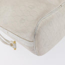 Christian Dior Honeycomb Canvas Shoulder Bag PVC White Gold Auth 169749-12