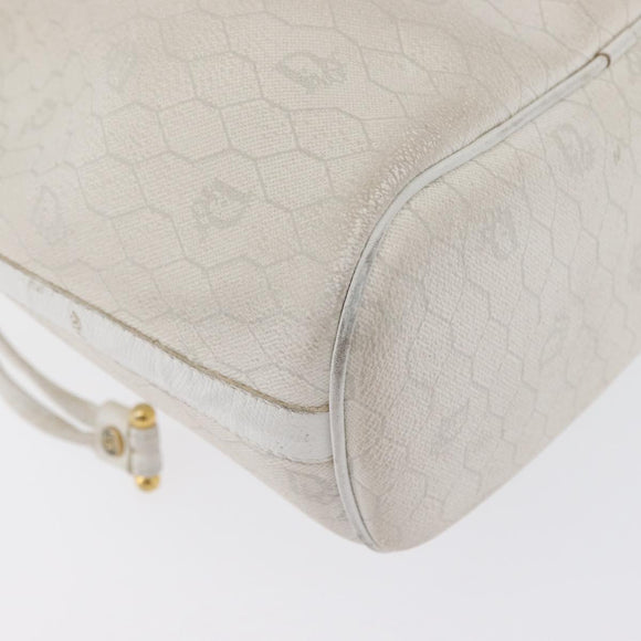 Christian Dior Honeycomb Canvas Shoulder Bag PVC White Gold Auth 169749