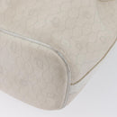 Christian Dior Honeycomb Canvas Shoulder Bag PVC White Gold Auth 169749-13