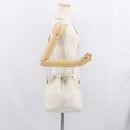 Christian Dior Honeycomb Canvas Shoulder Bag PVC White Gold Auth 169749-19