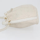 Christian Dior Honeycomb Canvas Shoulder Bag PVC White Gold Auth 169749-5