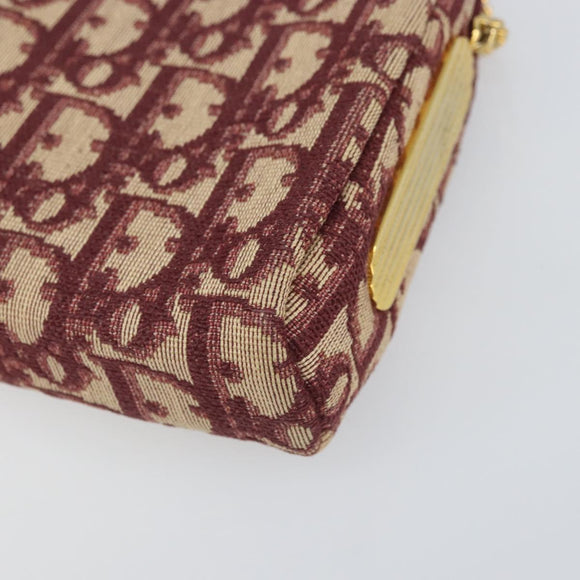 Christian Dior Trotter Canvas Chain Shoulder Bag Red Gold Auth 169751V