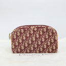 Christian Dior Trotter Canvas Chain Shoulder Bag Red Gold Auth 169751V-20