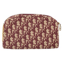 Christian Dior Trotter Canvas Chain Shoulder Bag Red Gold Auth 169751V-3