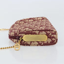 Christian Dior Trotter Canvas Chain Shoulder Bag Red Gold Auth 169751V-5