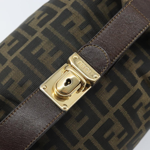 FENDI Zucca Canvas Vanity Hand Bag Black Brown Auth 169752