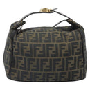 FENDI Zucca Canvas Vanity Hand Bag Black Brown Auth 169752-2