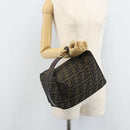 FENDI Zucca Canvas Vanity Hand Bag Black Brown Auth 169752-24