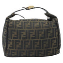 FENDI Zucca Canvas Vanity Hand Bag Black Brown Auth 169752-3