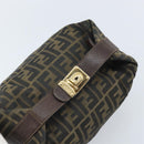FENDI Zucca Canvas Vanity Hand Bag Black Brown Auth 169752-6