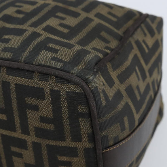 FENDI Zucca Canvas Vanity Hand Bag Black Brown Auth 169752