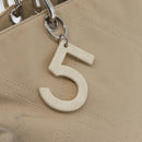 CHANEL Tote Bag No5 Canvas Beige Silver CC Auth 169753-17