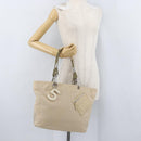 CHANEL Tote Bag No5 Canvas Beige Silver CC Auth 169753-26