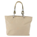 CHANEL Tote Bag No5 Canvas Beige Silver CC Auth 169753-2