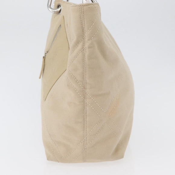 CHANEL Tote Bag No5 Canvas Beige Silver CC Auth 169753