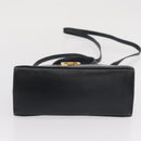 Salvatore Ferragamo Gancini Hand Bag Leather 2way Navy Gold Auth 169755-11