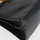 Salvatore Ferragamo Gancini Hand Bag Leather 2way Navy Gold Auth 169755-12
