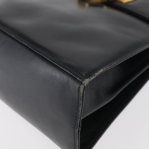 Salvatore Ferragamo Gancini Hand Bag Leather 2way Navy Gold Auth 169755