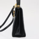 Salvatore Ferragamo Gancini Hand Bag Leather 2way Navy Gold Auth 169755-4