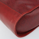 Christian Dior Honeycomb Canvas Shoulder Bag PVC Red Gold Auth 169756-11