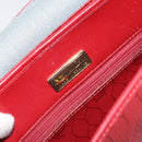 Christian Dior Honeycomb Canvas Shoulder Bag PVC Red Gold Auth 169756-16