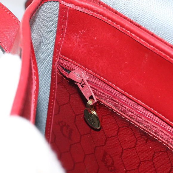 Christian Dior Honeycomb Canvas Shoulder Bag PVC Red Gold Auth 169756
