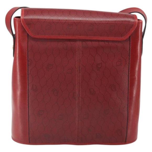 Christian Dior Honeycomb Canvas Shoulder Bag PVC Red Gold Auth 169756