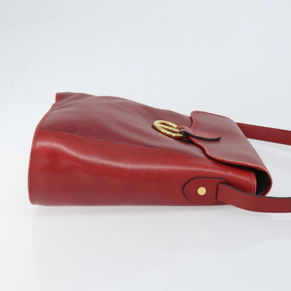 Christian Dior Honeycomb Canvas Shoulder Bag PVC Red Gold Auth 169756