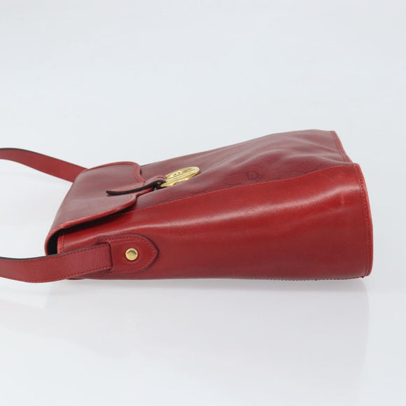 Christian Dior Honeycomb Canvas Shoulder Bag PVC Red Gold Auth 169756
