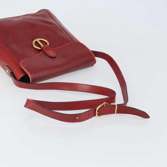 Christian Dior Honeycomb Canvas Shoulder Bag PVC Red Gold Auth 169756