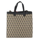 Salvatore Ferragamo Gancini Hand Bag PVC 2way Beige Gold Auth 169765-2