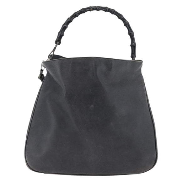 GUCCI Bamboo Shoulder Bag Leather 2way Black 001 1577 3754 Auth 169771