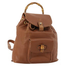 GUCCI Bamboo Backpack Leather Brown Gold Auth 169775-1