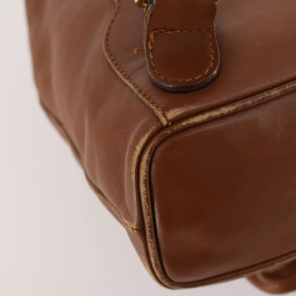 GUCCI Bamboo Backpack Leather Brown Gold Auth 169775
