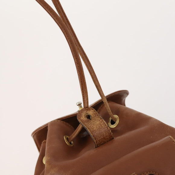 GUCCI Bamboo Backpack Leather Brown Gold Auth 169775