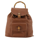 GUCCI Bamboo Backpack Leather Brown Gold Auth 169775-2