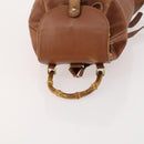 GUCCI Bamboo Backpack Leather Brown Gold Auth 169775-6
