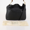 GUCCI Bamboo Hand Bag Leather 2way Black Gold Auth 169781-24