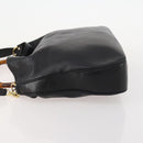 GUCCI Bamboo Hand Bag Leather 2way Black Gold Auth 169781-5
