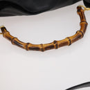GUCCI Bamboo Hand Bag Leather 2way Black Gold Auth 169781-9