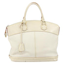 LOUIS VUITTON Suhari Lockit MM Hand Bag Leather White M91874 LV Auth 169782-13