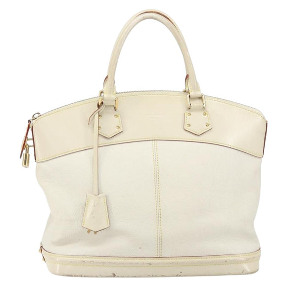 LOUIS VUITTON Suhari Lockit MM Hand Bag Leather White M91874 LV Auth 169782
