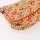BURBERRY Blue Label Hand Bag Canvas Orange Silver Auth 169787-14