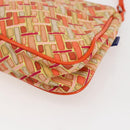 BURBERRY Blue Label Hand Bag Canvas Orange Silver Auth 169787-15