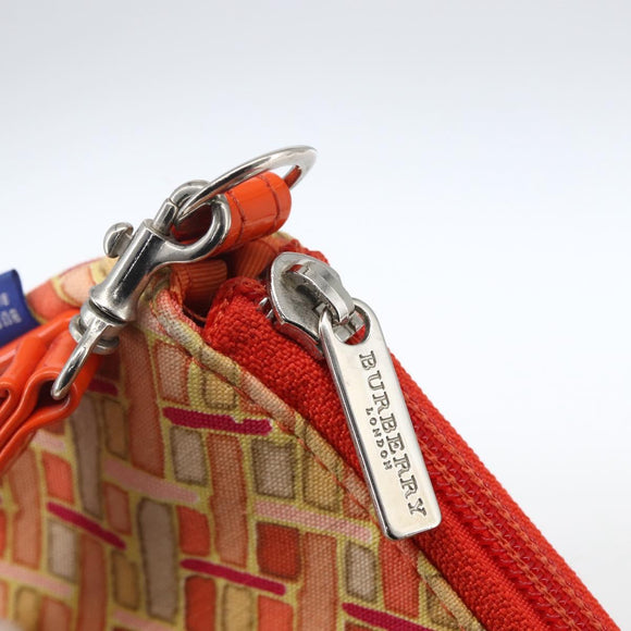 BURBERRY Blue Label Hand Bag Canvas Orange Silver Auth 169787
