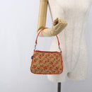 BURBERRY Blue Label Hand Bag Canvas Orange Silver Auth 169787-19