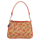 BURBERRY Blue Label Hand Bag Canvas Orange Silver Auth 169787-13