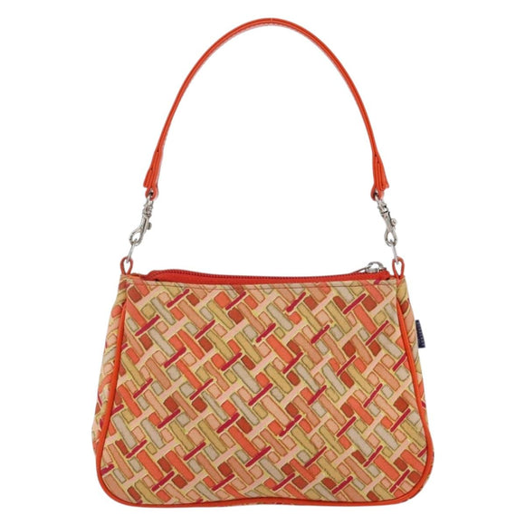 BURBERRY Blue Label Hand Bag Canvas Orange Silver Auth 169787