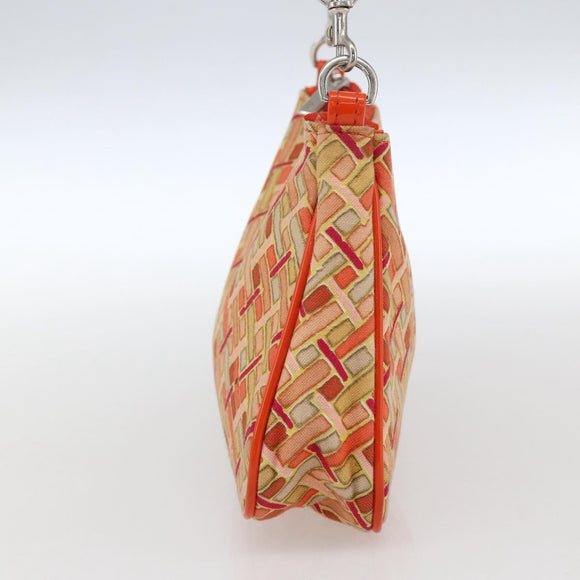 BURBERRY Blue Label Hand Bag Canvas Orange Silver Auth 169787