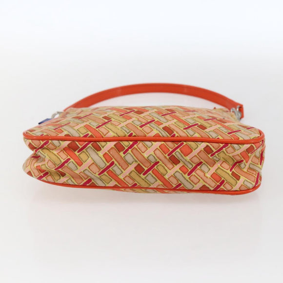 BURBERRY Blue Label Hand Bag Canvas Orange Silver Auth 169787